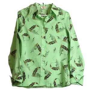 Vintage Shirt Nitto Collection Women Size S Italian Venice Gondola Long Sleeve